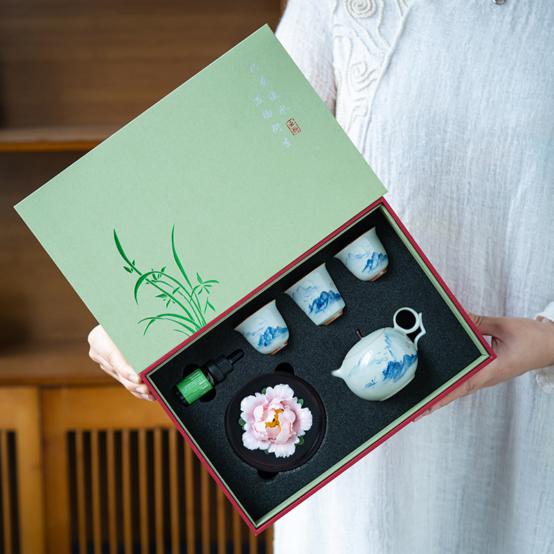 Đồ trang trí hoa mẫu đơn gốm sứ, quà tặng họp thường niên bằng hương thơm, ấm trà nữ, bộ trà, quà tặng doanh nghiệp