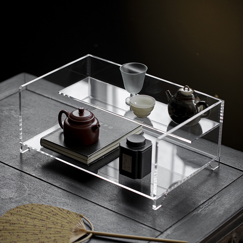 Giá để đồ kho trà acrylic trong suốt, giá để đồ ấm trà, giá để đồ để bàn, giá để cốc trưng bày Bogu