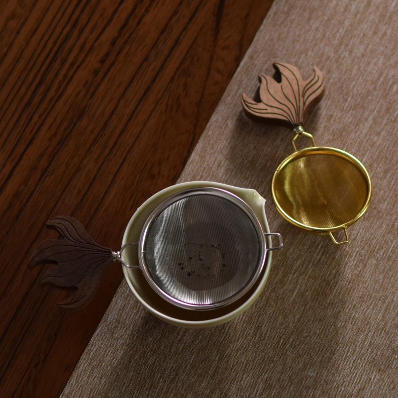 Thép không gỉ 304 cá vàng lọc trà Nhật Bản công bằng cốc trà lá lọc trà đạo trà phụ kiện lọc trà sáng tạo