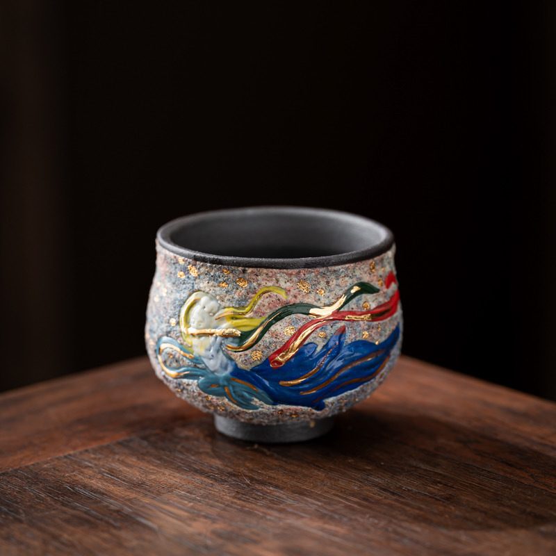 Ấm trà mỏ đá, dụng cụ pha trà lốp sắt thủ công, dụng cụ pha trà Kung Fu gia dụng, ấm đơn lỗ bóng Đôn Hoàng Feitian Xishi sáng tạo