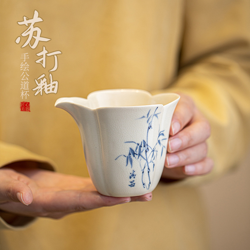 Cốc trà tre vẽ tay tráng men soda cốc gốm sứ gia dụng cốc trà đồng nhất dụng cụ trà Kung Fu Trung Quốc phụ kiện tách trà