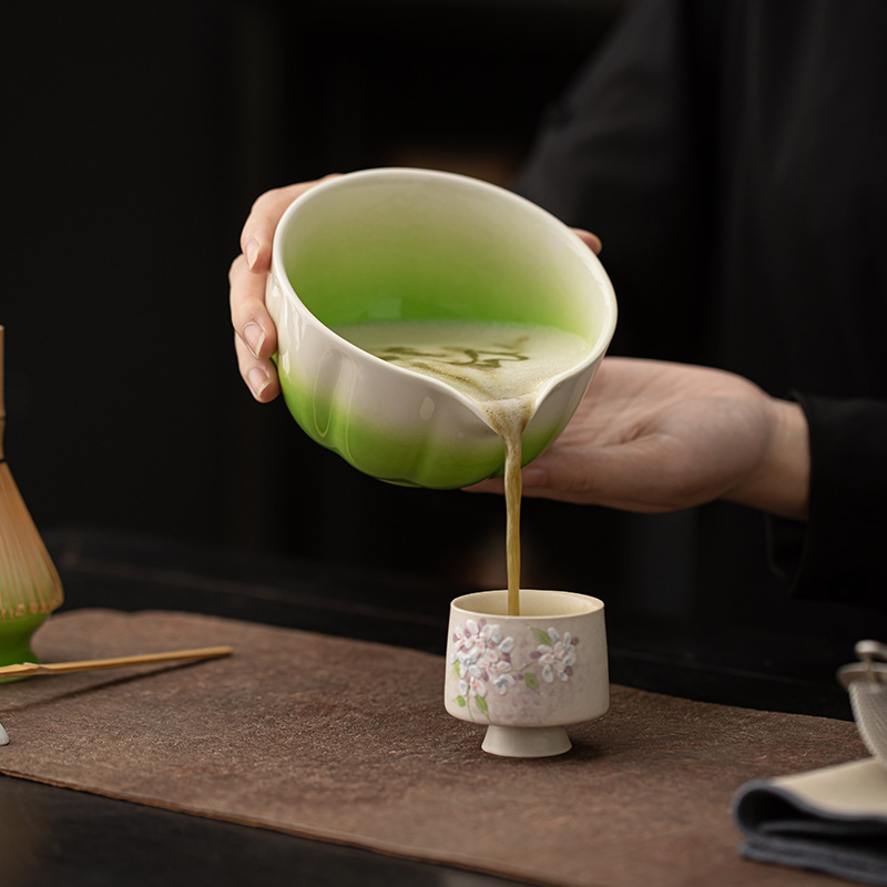 Bát matcha cánh hoa kiểu Nhật, bình trà, đồ dùng pha trà, phụ kiện trà gốm sứ, bát trà, bình trà