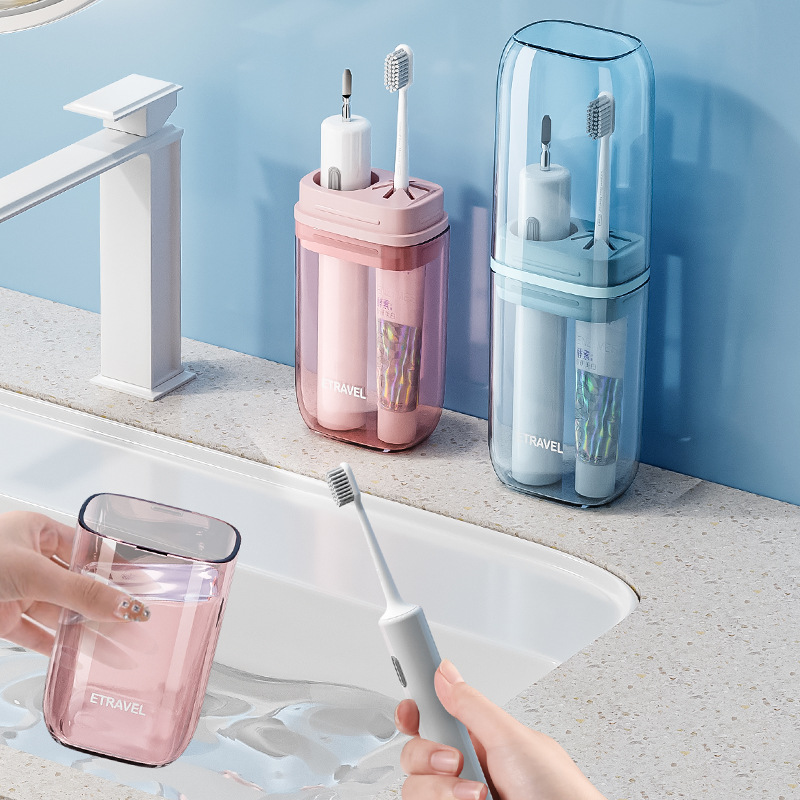 Bộ đồ vệ sinh cá nhân du lịch ETRAVEL, cốc đựng bàn chải đánh răng điện, cốc đựng bàn chải nhỏ cầm tay, hộp đựng kem đánh răng
