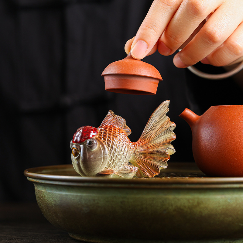 Cửa hàng thú cưng trà cá vàng đổi màu sáng tạo, bàn trà cá chép cảnh, đồ trang trí đồ chơi trà thú cưng trà tài lộc cao cấp