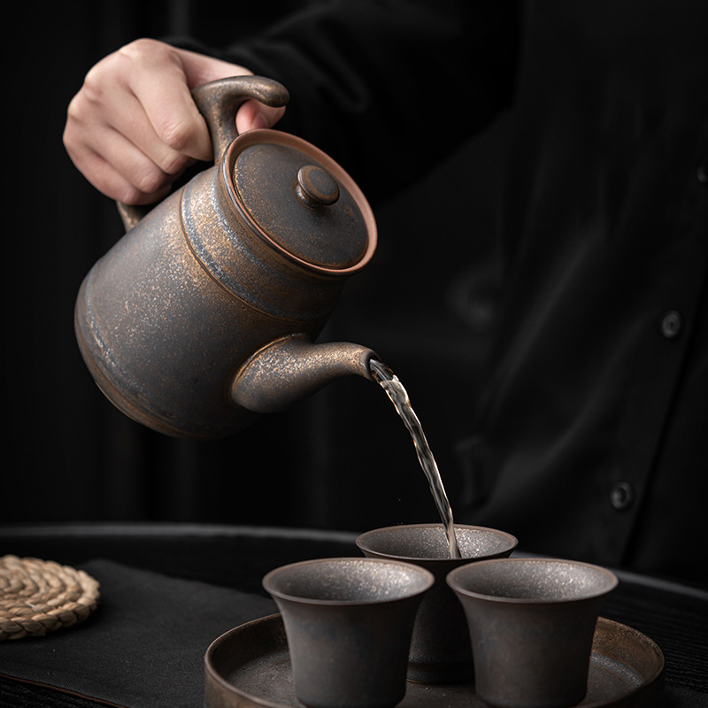 Ấm trà cổ điển ấm trà gốm sứ gia dụng dung tích lớn ấm trà lớn ấm trà hoa dùng cho nhà hàng ấm trà bộ ấm bán buôn