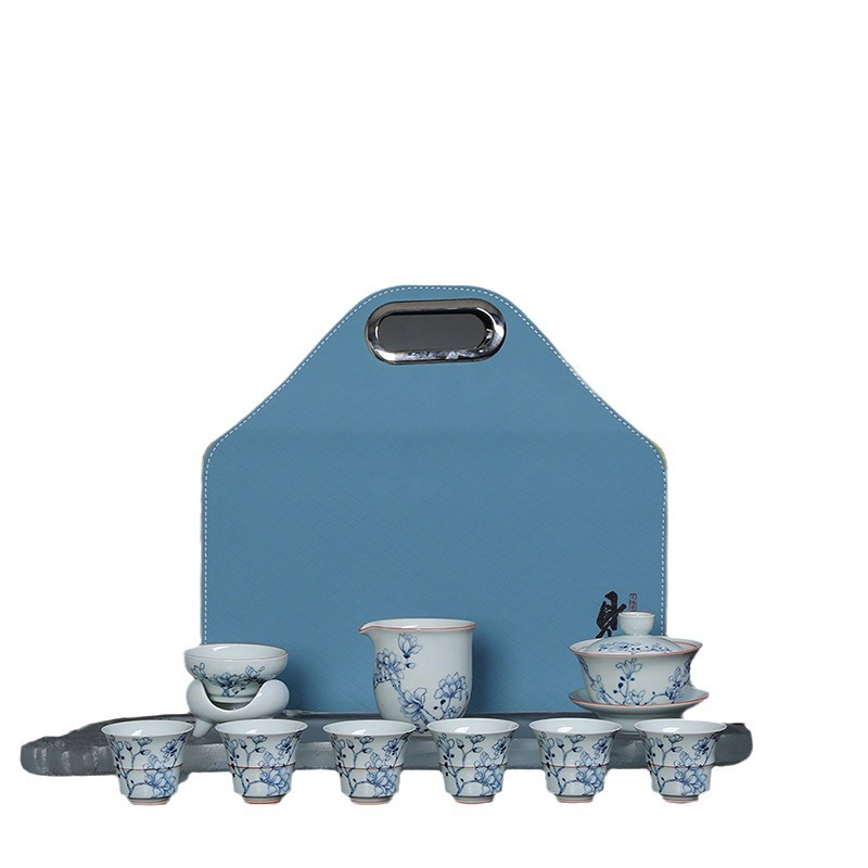 Bộ trà Kung Fu vẽ tay nguyên chất bằng tre men ngọc cổ