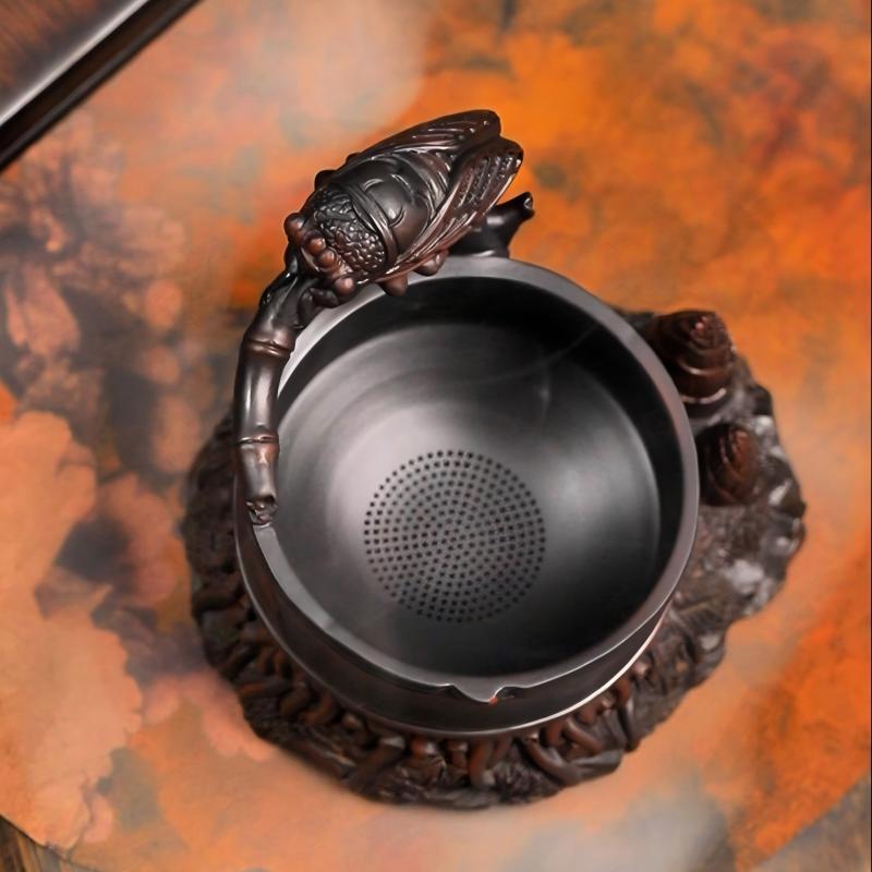 Lọc trà gốm tím lọc bã trà lưới lọc trà phụ kiện trà đạo bộ trà đồ trang trí thú vị trà sáng tạo lọc trà gia dụng