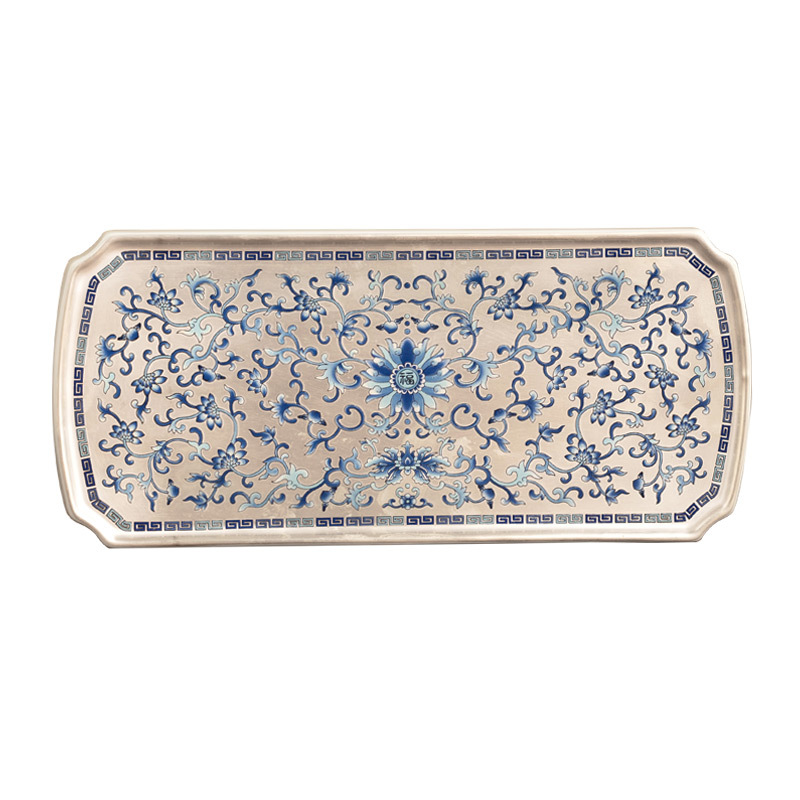 Đĩa pha khô Fuyun Nian Lian mạ bạc, bàn trà nhỏ, khay trà, bộ trà cao cấp, khay trà, bình gốm, khay trà, khay pha khô