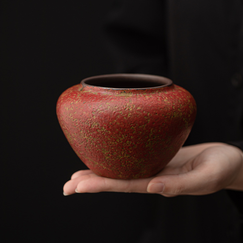 Bể xỉ trà đỏ Manshan lò nung bùn đá cổ điển biến đổi cốc rửa trà nước rửa chén gốm sứ phụ kiện trà đạo ấm trà tách trà