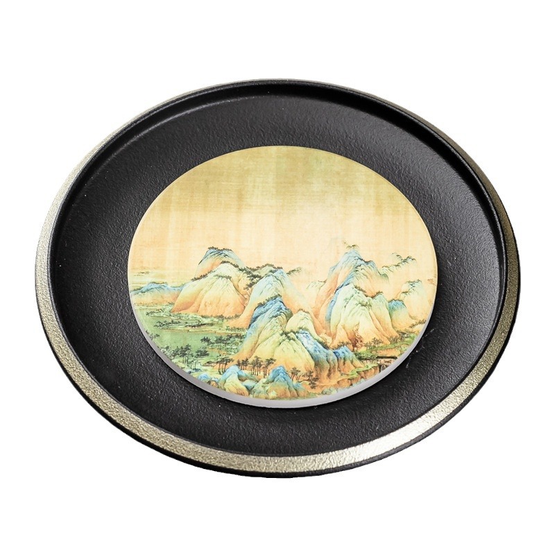 Ấm đun nước bằng gốm, bàn pha khô, khay đựng trà nhỏ gia dụng, khay đựng nước hình tròn, khay đựng trà, khay đựng cốc, tấm cách nhiệt