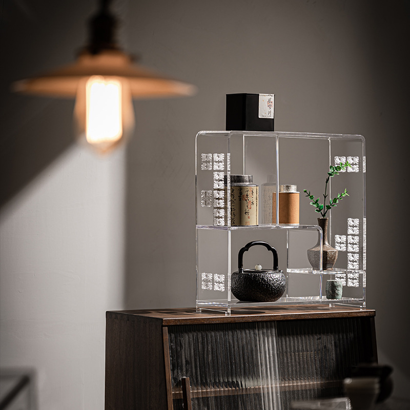 Giá để đồ trong suốt acrylic bộ trà đạo gia dụng giá trưng bày lưu trữ bộ sưu tập rỗng