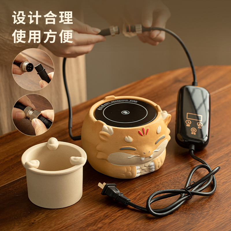 Bếp gốm điện Xiaolong, bếp đốt than, nồi cầm xà kết hợp, bếp nhỏ, nồi gốm chịu nhiệt độ cao, có thể đốt khô, trọn bộ trà Kung Fu