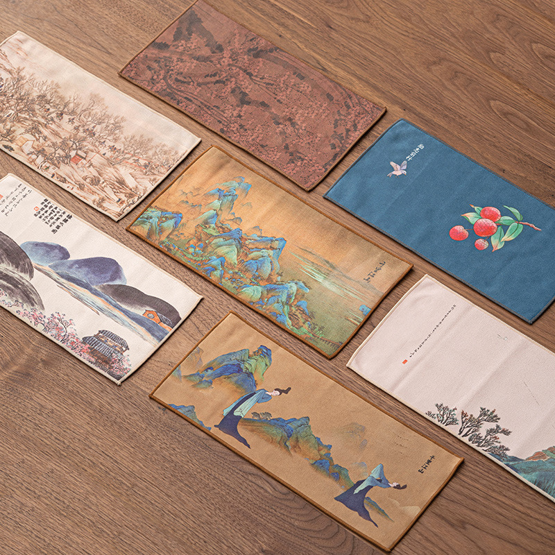 Khăn trà dày thấm nước cao cấp vải trà Trung Quốc trà đạo bàn trà chuyên dụng đệm trà Zen Yi Qianli giang sơn khăn lau