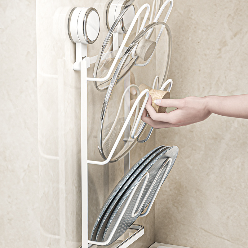 Khay hút, giá nắp nồi sắt rèn, dụng cụ đặt nắp nồi không đục lỗ, giá treo tường, giá bếp đa năng