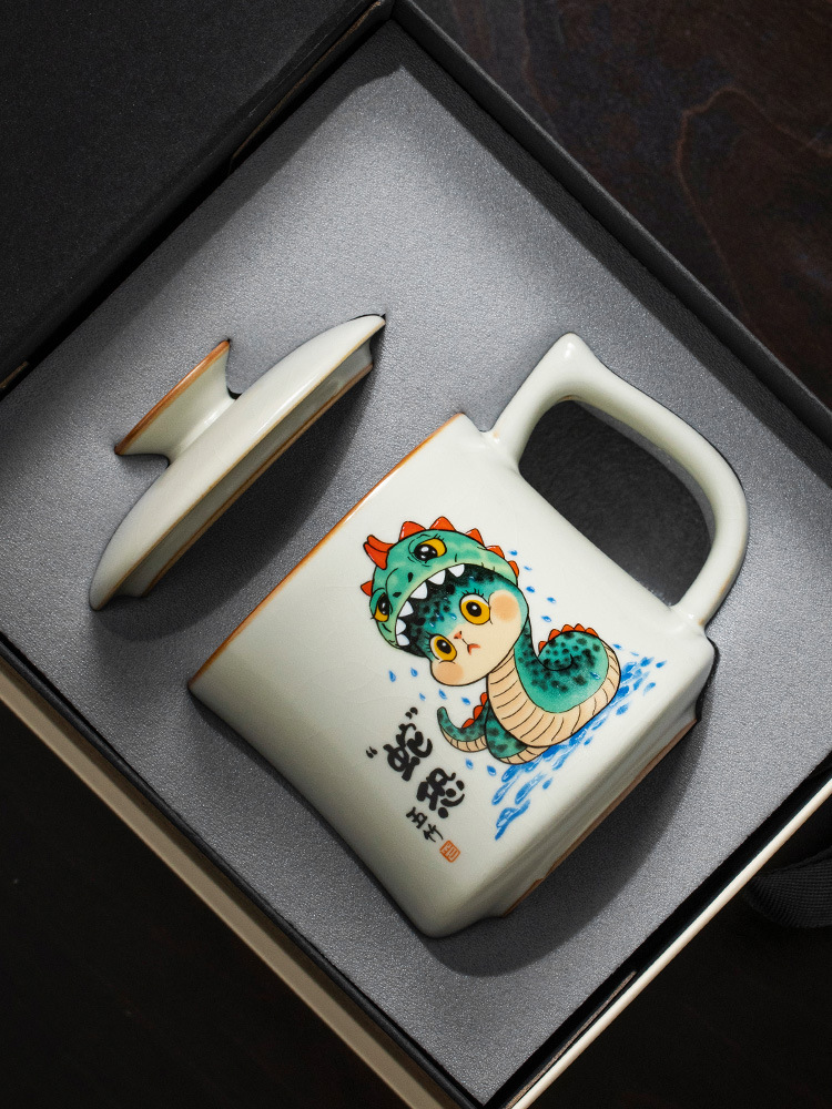 Cốc đục lỗ rắn sáng tạo Ruyao cốc uống nước văn phòng gia dụng có nắp cốc pha trà cá nhân quà tặng