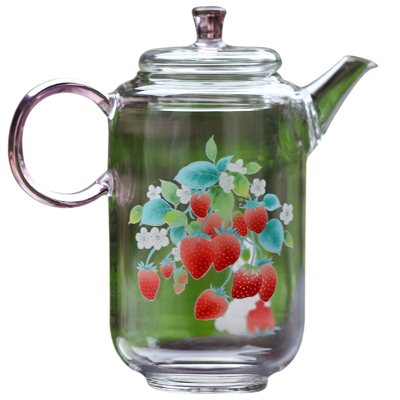 Ấm trà thủy tinh pha lê ấm pha trà dày chịu nhiệt độ cao ấm đơn gia dụng có thể lọc bên tay cầm Bộ trà Kung Fu cỡ lớn