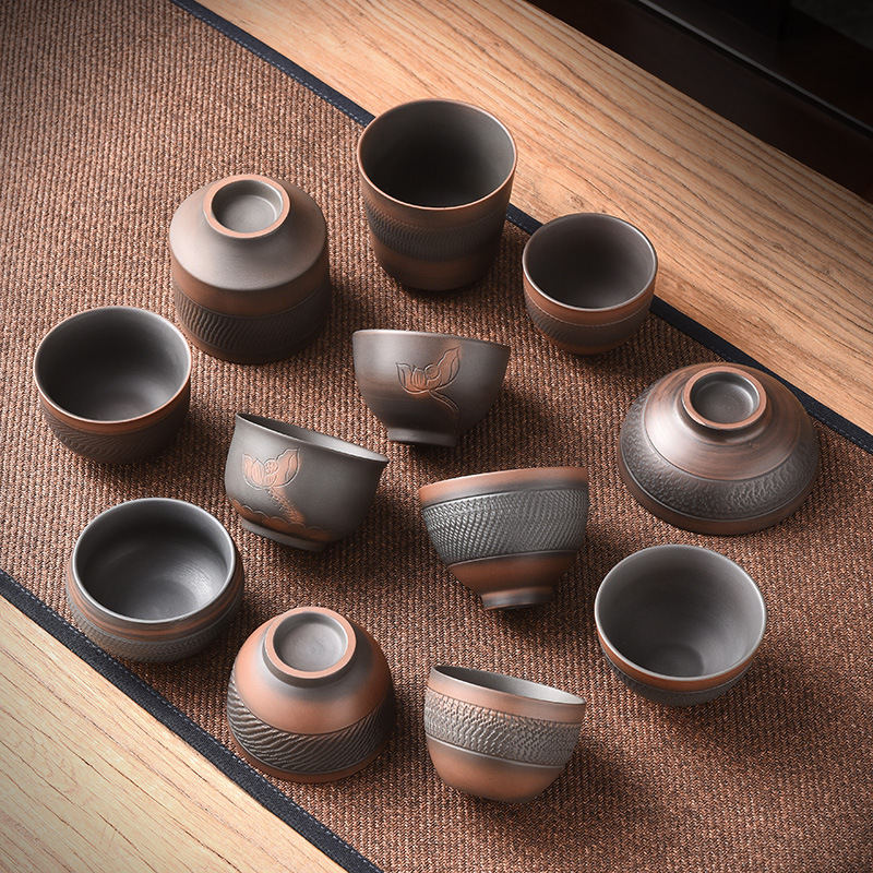 Cốc trà dao nhảy thủ công bằng gốm tím, bộ trà công phu bằng gốm sứ cao cấp, cốc chủ nhân cỡ lớn, bán buôn gia dụng