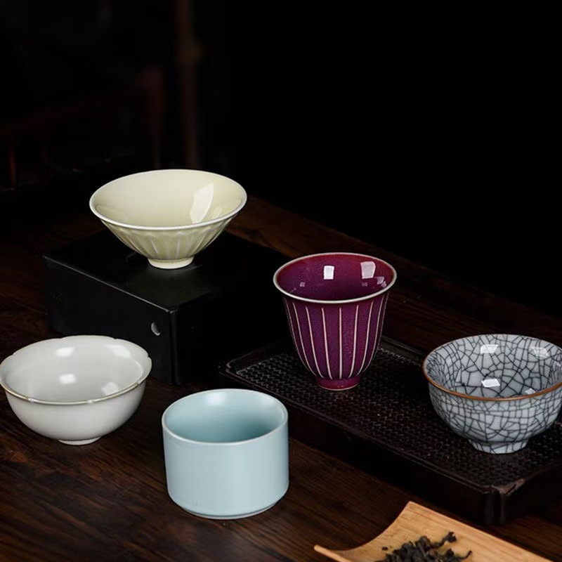 Năm cốc trà lò nung nổi tiếng, cốc gốm chủ nhân, hộp quà tặng, Tết Trung thu, quà tặng người lớn tuổi, cốc đơn