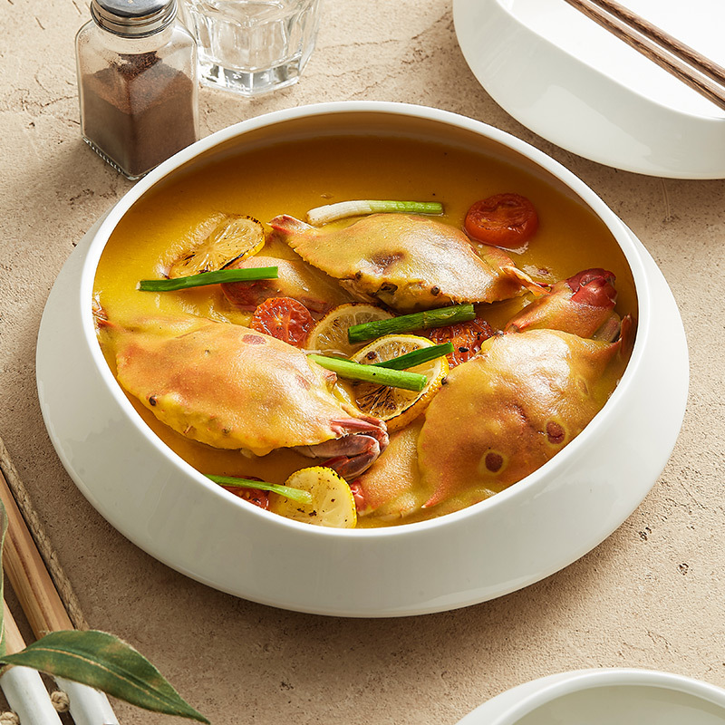 Bộ đồ ăn bằng sứ trắng Dehua, đĩa Guanshan, đĩa gốm gia dụng, nhà hàng cao cấp cá tính sáng tạo khách sạn, thương mại có hình dạng đặc biệt