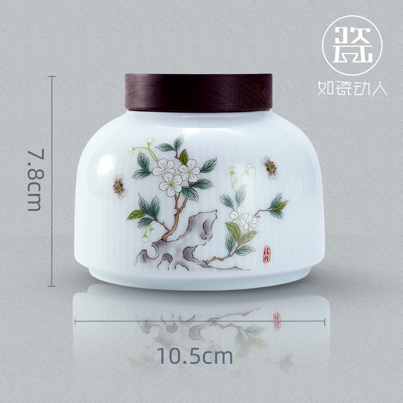 Hũ đựng trà hũ đựng trà gốm sứ gia dụng hũ kín chống ẩm hũ sứ trắng vừa hũ đựng trà hũ rỗng