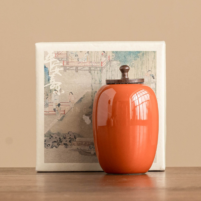 Bình đựng lá trà Sujin bằng gỗ mun, bình đựng trà cỡ nhỏ bằng gốm sứ gia dụng, bình kín khí chống ẩm, đồ trang trí sáng tạo, bình rỗng