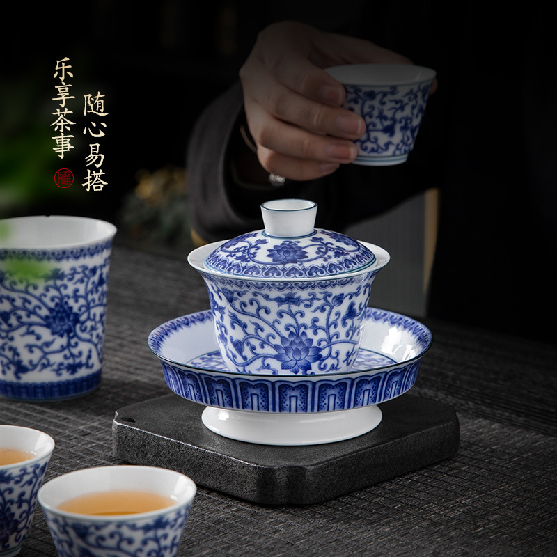 Cốc trà cốc trà cốc trà sứ Kung Fu gốm sứ gia dụng cốc trà cao cấp có nắp