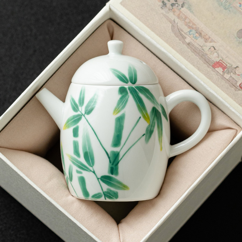 Ấm trà xám thực vật ấm trứng rồng cao cấp vẽ tay ấm trà phong cách cổ quốc triều ấm đơn lọc pha trà Kung Fu gia dụng