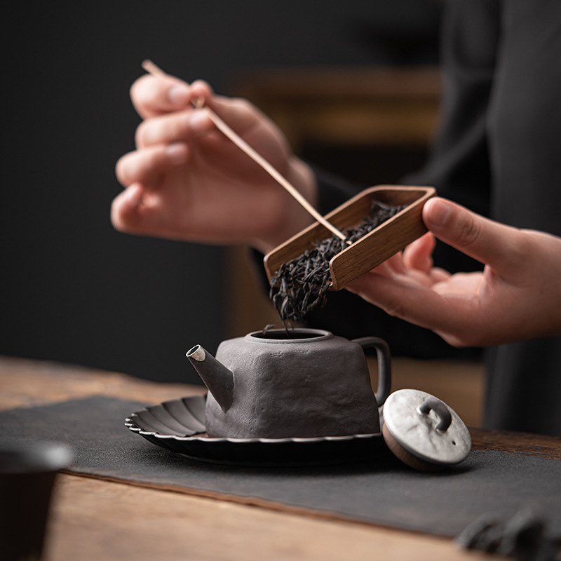 Ấm Hán Trung bùn đá lâu đời, ấm trà cổ điển, ấm trà Nhật Bản gia dụng, ấm trà đơn có thể nâng cao, ấm trà cao cấp