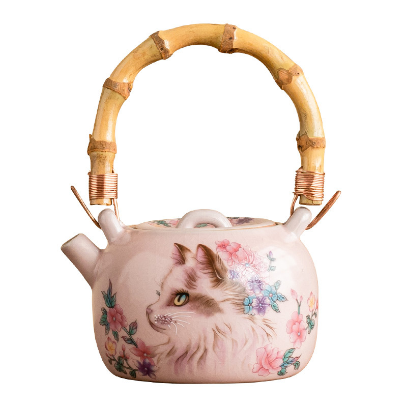 Ấm trà nhỏ bằng gốm sứ Lễ hội tre ấm trà trà gia dụng kiểu Trung Quốc ấm trà Kung Fu