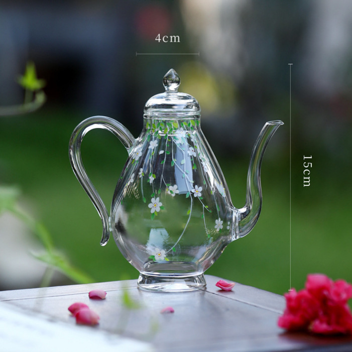 Ấm thủy tinh chịu nhiệt borosilicate cao tươi nhỏ ấm trà ấm trà đặc biệt trà xanh ấm trà mùa xuân