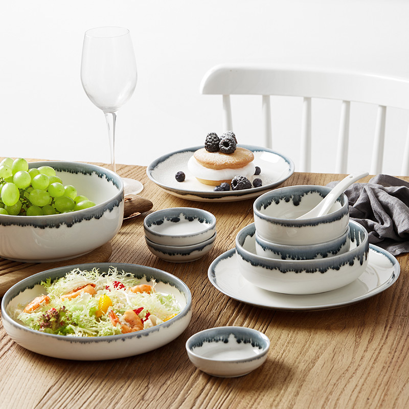 [Giảm giá thông quan đặc biệt] Bộ bát đĩa gốm sứ Bắc Âu, bát gia dụng, bát ăn, bát canh, bộ đồ ăn cao cấp