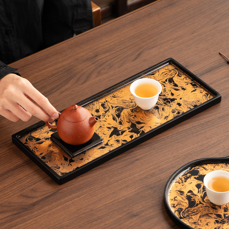 Khay xốp khô sơn mài lớn giả cổ bàn trà nhỏ gia dụng khay trà đơn giản hiện đại khay trà phụ kiện trà đạo
