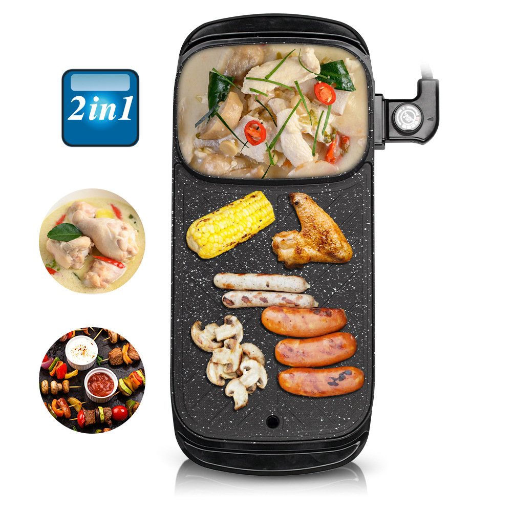 RAF Nồi nướng gia dụng tiêu chuẩn Châu Âu Nồi lẩu nướng một máy nướng đa chức năng bếp nướng nồi nướng điện không khói