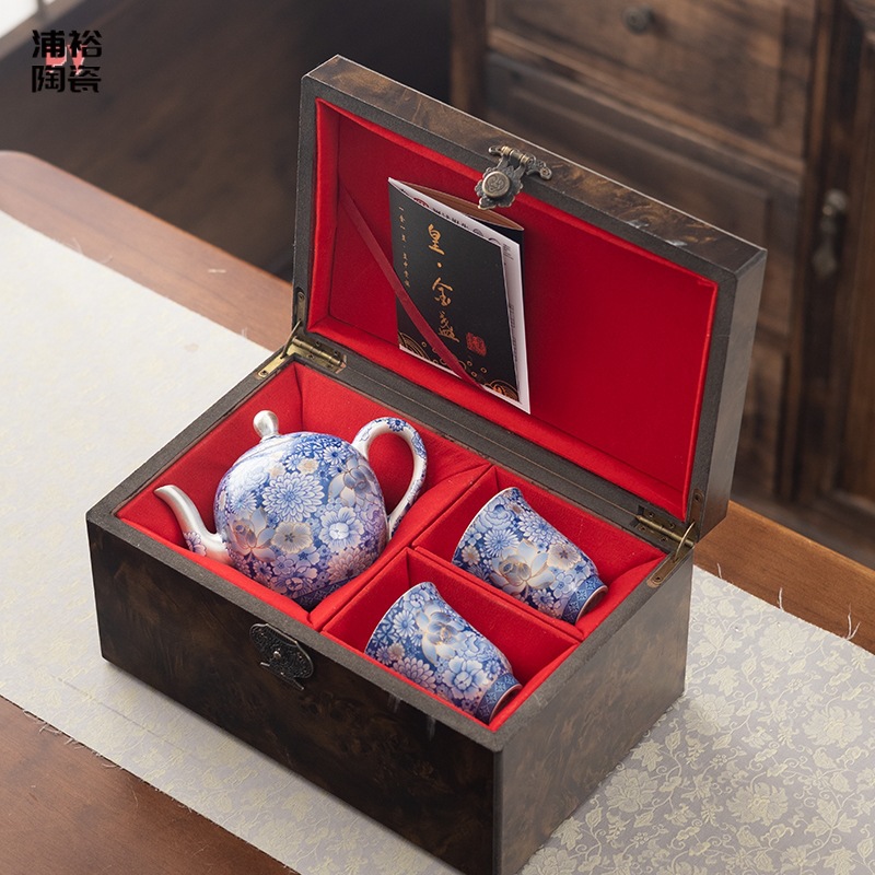 Zhou Hongjie Bộ ấm trà Kung Fu gốm sứ gia dụng Bộ ấm trà cốc trà Bộ ấm trà 999 bạc