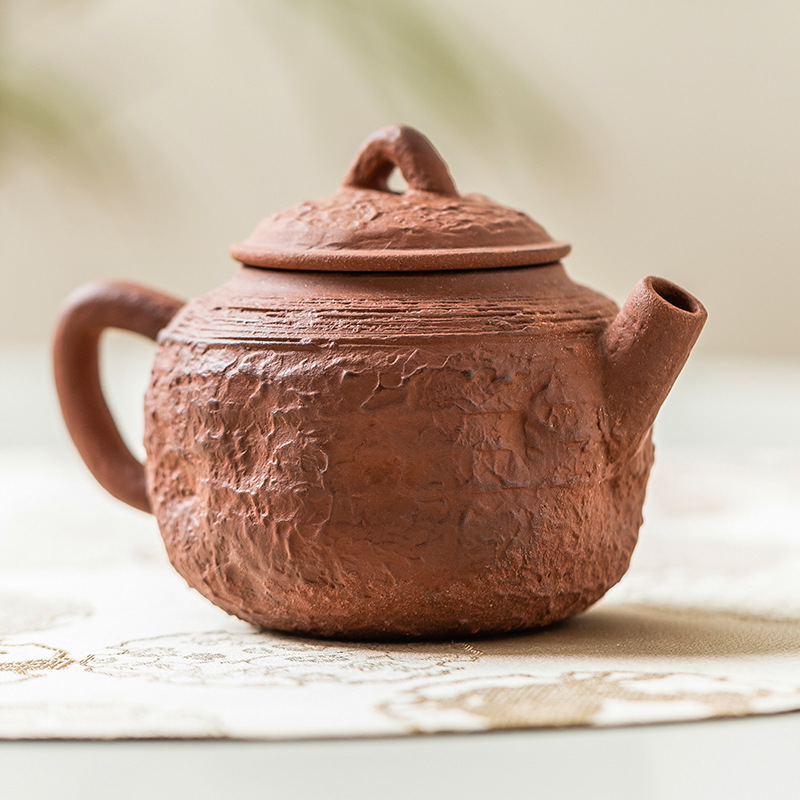 Ấm trà đất sét đỏ làm bằng tay ấm trà cầm tay phong cách wabana phong cách cổ điển gia dụng dụng dụng cụ uống trà ấm trà trà
