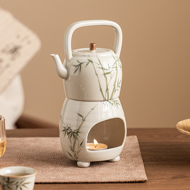 Nhà xưởng vẽ tay ấm trà chùm tre xanh ngọc bích ấm đơn bếp trà gốm sứ cao cấp công suất lớn ấm trà đun trà dụng cụ pha trà