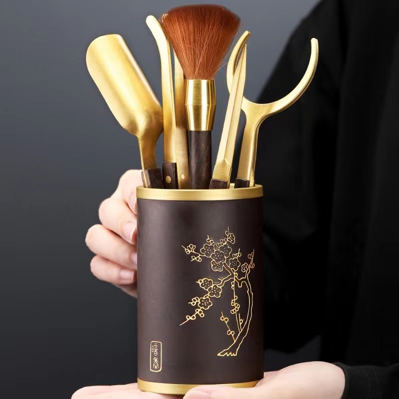 Bộ trà đạo sáu quý ông Bộ dụng cụ trà Kung Fu Phụ kiện Bộ sưu tập 6 quý ông Dụng cụ pha trà Kẹp trà Muỗng dao trà