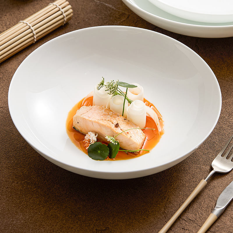 Dehua Trung Quốc Baijiangshan Datangwan Khách sạn Thương mại Cá ngâm chua Bát lớn Bát lớn Gốm sứ Thịt lợn Luộc Bát lớn Bát tròn