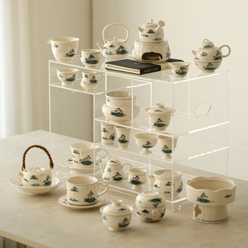Cốc cà phê gốm sứ vẽ tay phong cách Trung Quốc Chupu cốc nước có giá trị cao phong cảnh tráng men cốc trà chiều cao cấp gia dụng