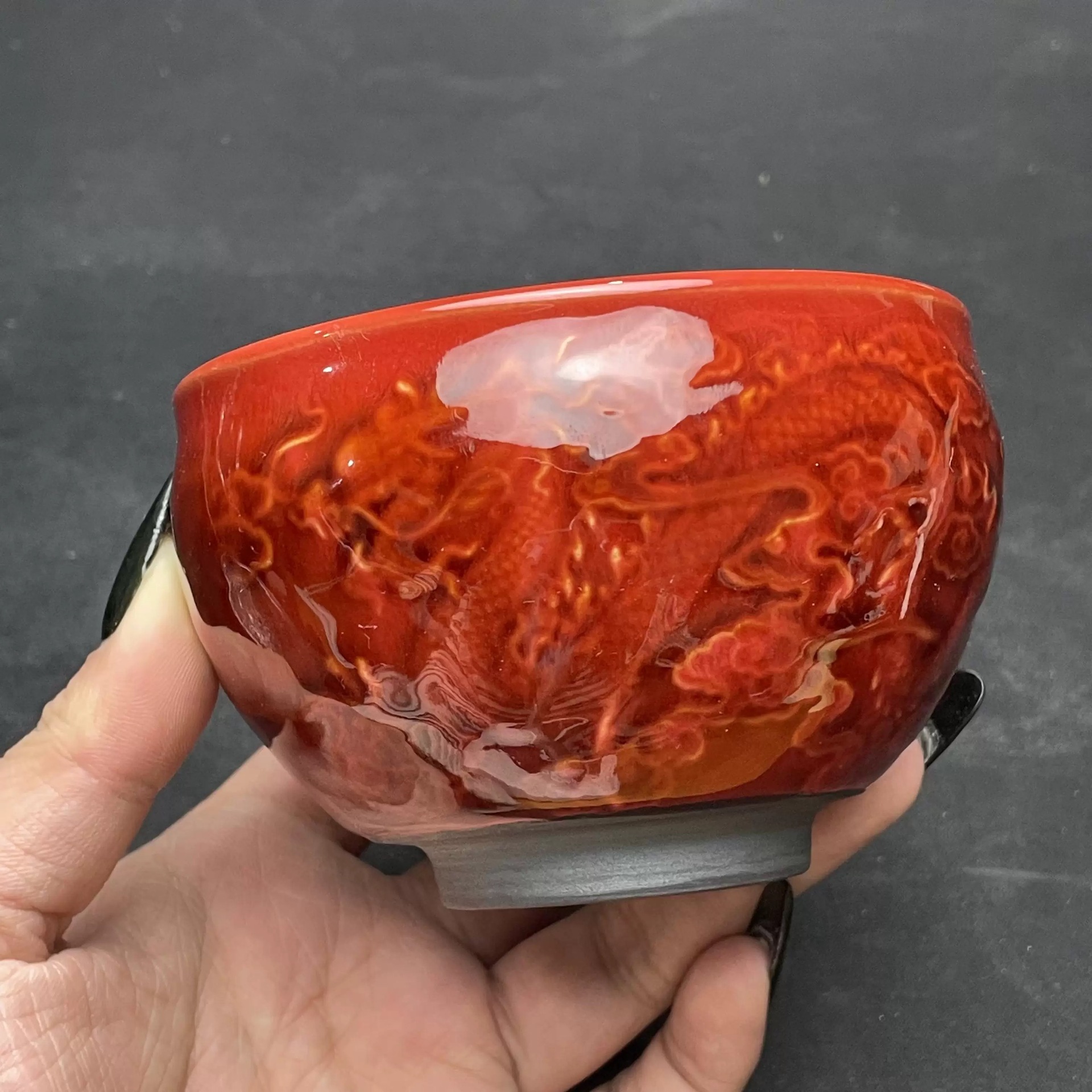 Jianyang Jianzhan Niu Blood Red Dragon and Phoenix Chengxiang General Cup Jianyao Tea Cup Handmade Chai Master Cup Pinming Cup