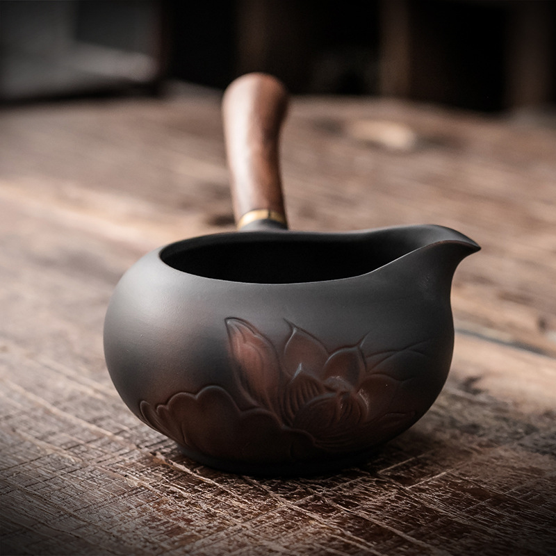 Dao nhảy thủ công bằng Gốm Tím Daantang, cốc tay cầm bên, dụng cụ chia trà cao cấp, bộ trà Kung Fu, cốc công bằng gốm Biển Trà