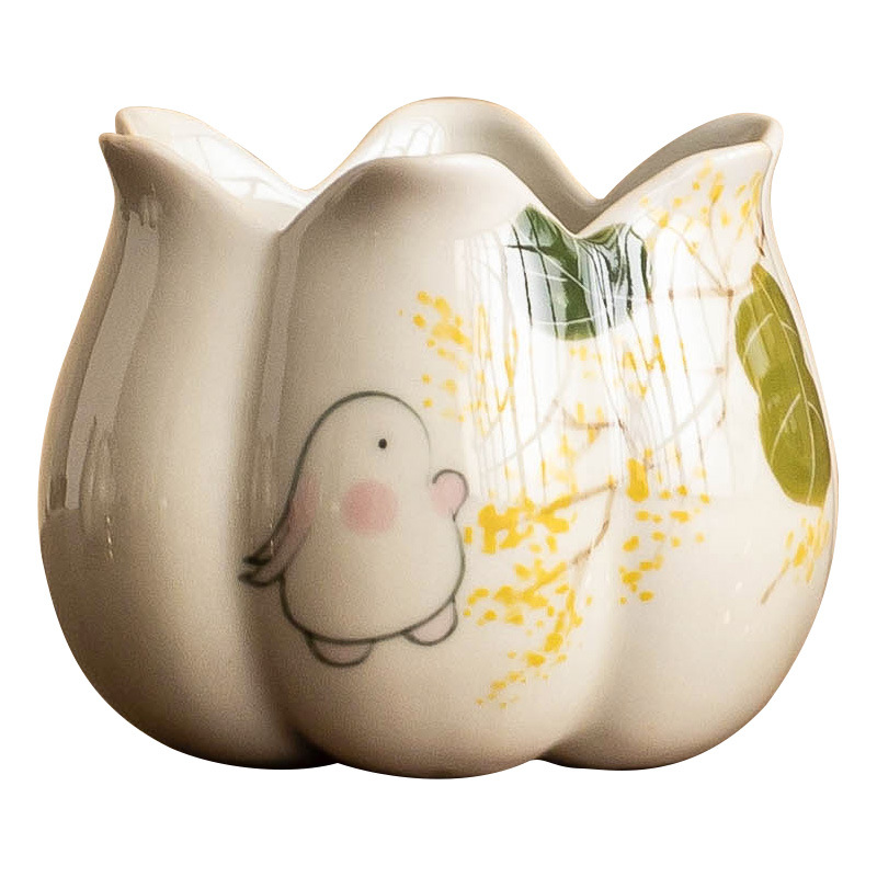 Lư hương Kim Quế Nguyệt thỏ nở hương gia dụng trong nhà cầm hương cầm tay đỡ hương chỉ điểm hương trang trí sáng tạo cỡ nhỏ