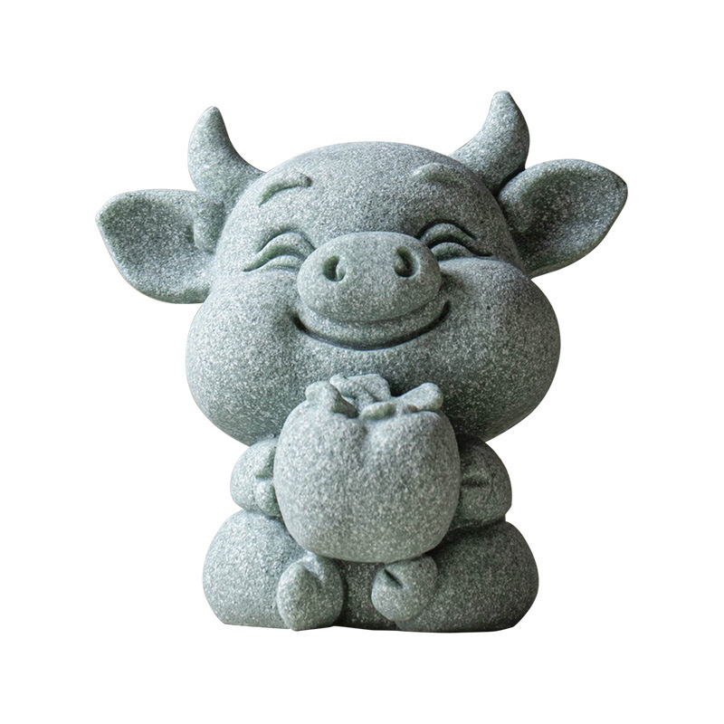 Đá sa thạch xanh lợn hồng may mắn Trung Quốc sáng tạo đồ trang trí nhỏ non bộ cây cảnh trang trí phòng khách trà bàn trang trí đá