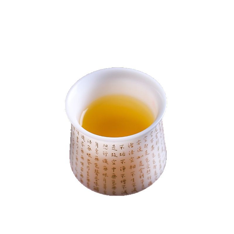 Cốc kinh tim bằng sứ ngọc bích nấu chay Đức Hoa cốc trà Trung Quốc cốc chủ nhân lớn 150ml cốc trà gốm sứ quà tặng