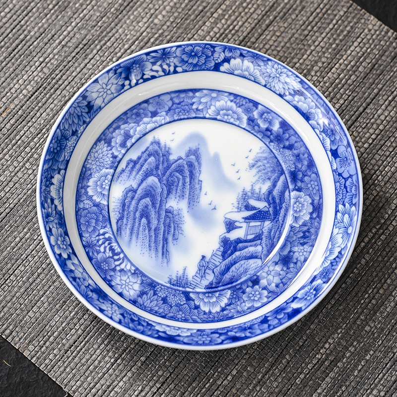 Jingdezhen sứ trắng xanh bát nắp tam tài cốc trà Bộ trà Bát pha trà bát Gốm sứ văn phòng gia dụng đơn