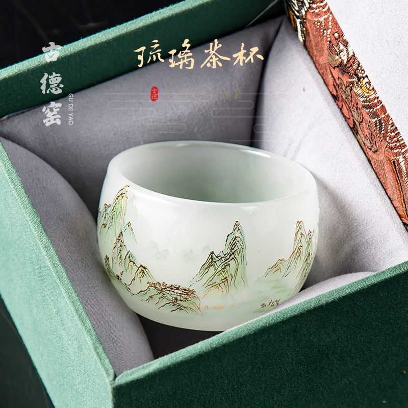 Cốc trà thủy tinh cốc chủ nhân chuyên dụng cá nhân cốc trà gia dụng sang trọng nhẹ kiểu Trung Quốc cao cấp cốc trà cốc trà hộp quà