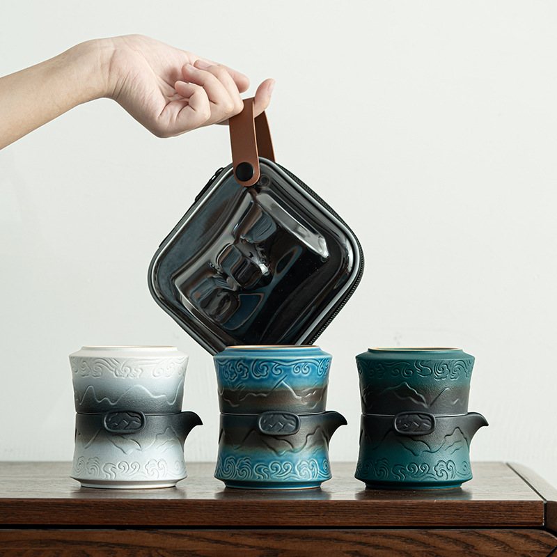 Bộ ấm trà du lịch Zhiyin, cốc khách di động ngoài trời đơn giản kiểu Nhật