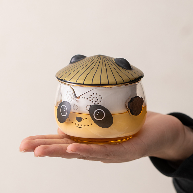 Bộ ấm trà sang trọng nhẹ nhàng phong cách dễ thương đơn giản gốm sứ túi xách du lịch ngoài trời một ấm bốn cốc ấm trà gấu trúc