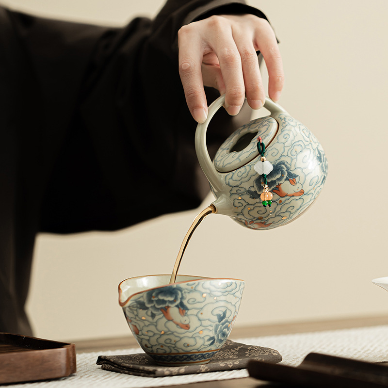 Ấm nâng xà may mắn điềm lành, ấm trà gốm sứ, ấm lọc, ấm đơn pha trà gia dụng, dụng cụ pha trà