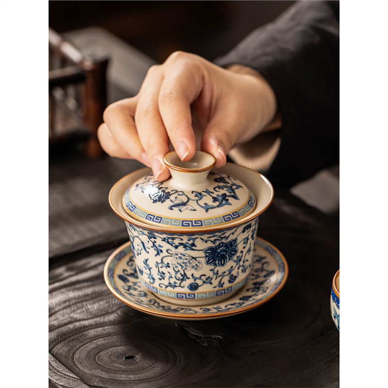 Cốc trà cốc trà cốc trà bộ trà Kung Fu cao cấp đơn có nắp không nóng máy pha trà gốm sứ